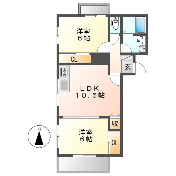 WIN大須(2LDK/8階)の間取り写真