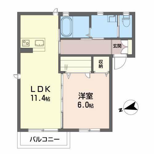 フランドール立町(1LDK/2階)の間取り写真
