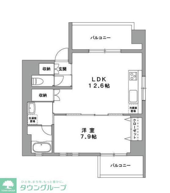 グランデュールII関内(1LDK/4階)の間取り写真
