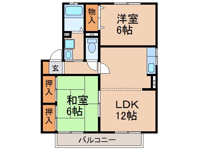 セントポーリアA・B(2LDK/2階)の間取り写真