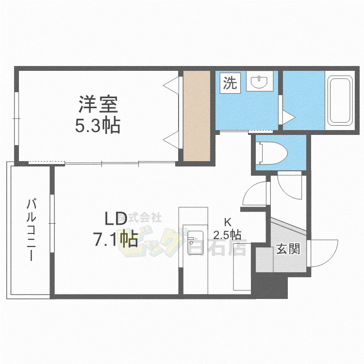 BILLS NAKANOSHIMA(1LDK/3階)の間取り写真