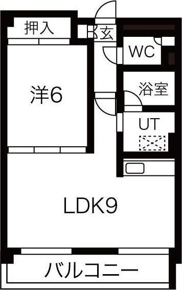 ウエストコート宮の丘(1LDK/4階)の間取り写真