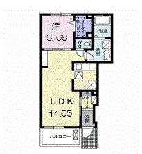 フランブリーズII(1LDK/1階)の間取り写真
