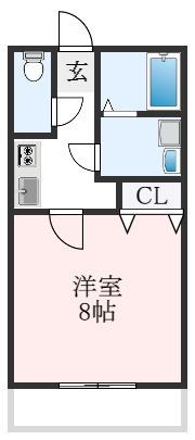 ラウンドハイツ(1K/1階)の間取り写真
