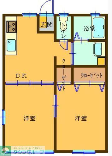 栗原第二ハイツ(2DK/2階)の間取り写真