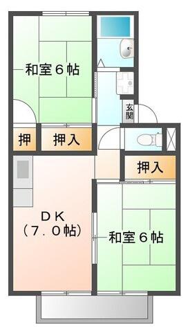 プレジール千代田(2DK/2階)の間取り写真
