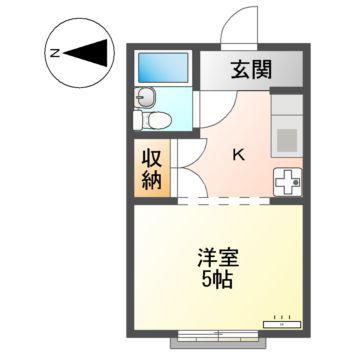 IY水瀬II(1K/1階)の間取り写真