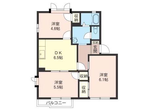 ジュネス山崎B(3DK/1階)の間取り写真