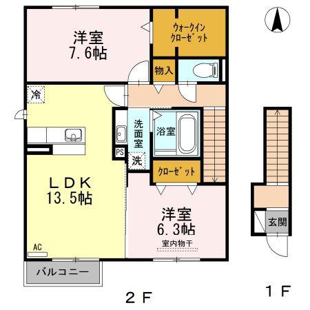 グランリガーレ(2LDK/2階)の間取り写真