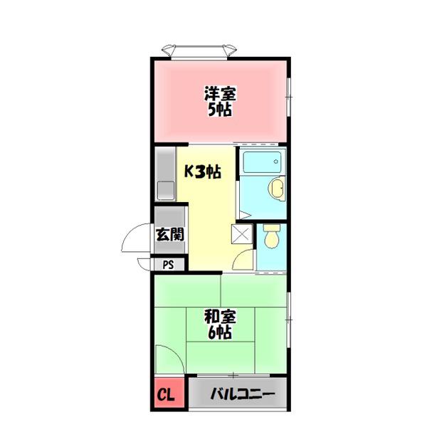 プレアール古川橋II(2K/2階)の間取り写真