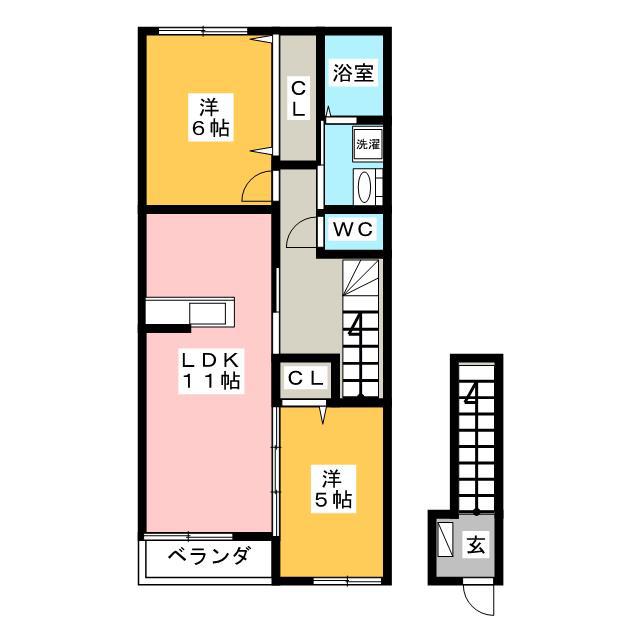 ラ・アンジュ(2LDK/2階)の間取り写真