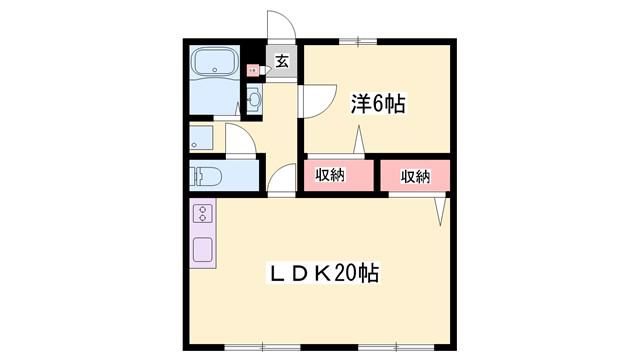 サウスヴィレッジ(1LDK/2階)の間取り写真