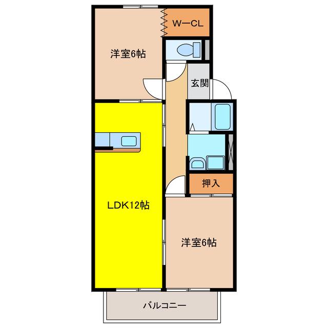 シャトル泉(2LDK/1階)の間取り写真