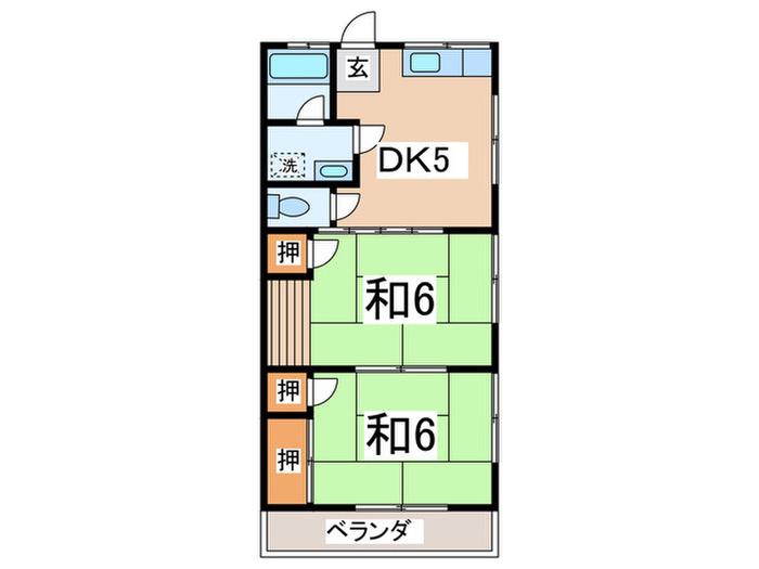 シーサイドコーポ(2DK/1階)の間取り写真