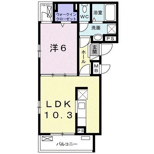 ベルメゾンII(1LDK/2階)の間取り写真