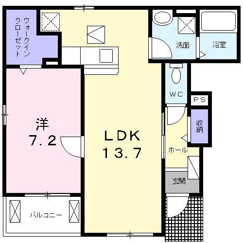 クレメント B(1LDK/1階)の間取り写真