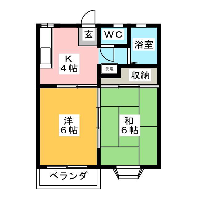 カーサブランシェ(2DK/1階)の間取り写真