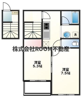 REVE B棟(2K/2階)の間取り写真