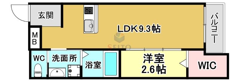 リアコート服部天神(1LDK/3階)の間取り写真