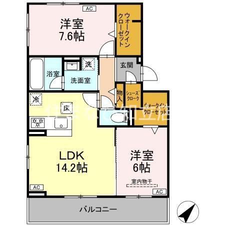 D-AVANCE小川町(2LDK/1階)の間取り写真