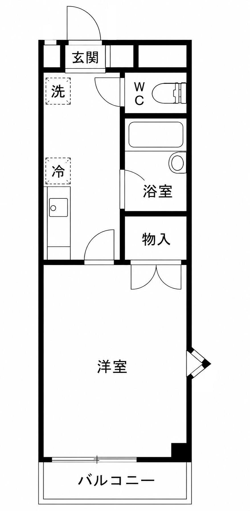 セグンド山星(1K/4階)の間取り写真