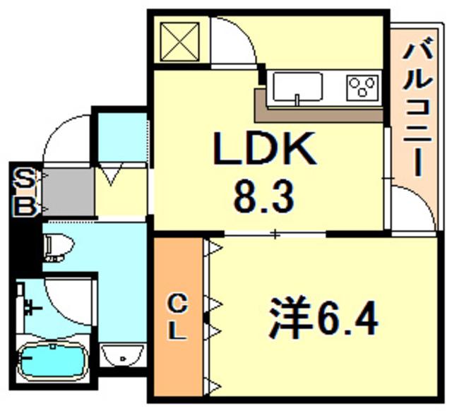 REGINA(1LDK/2階)の間取り写真