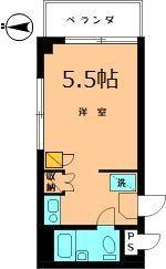 フラットミワ(1K/3階)の間取り写真