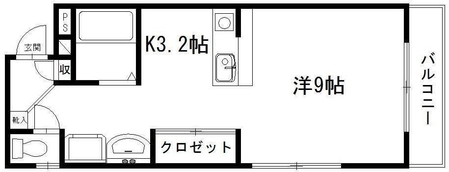 サンライフ鴨江(1K/2階)の間取り写真