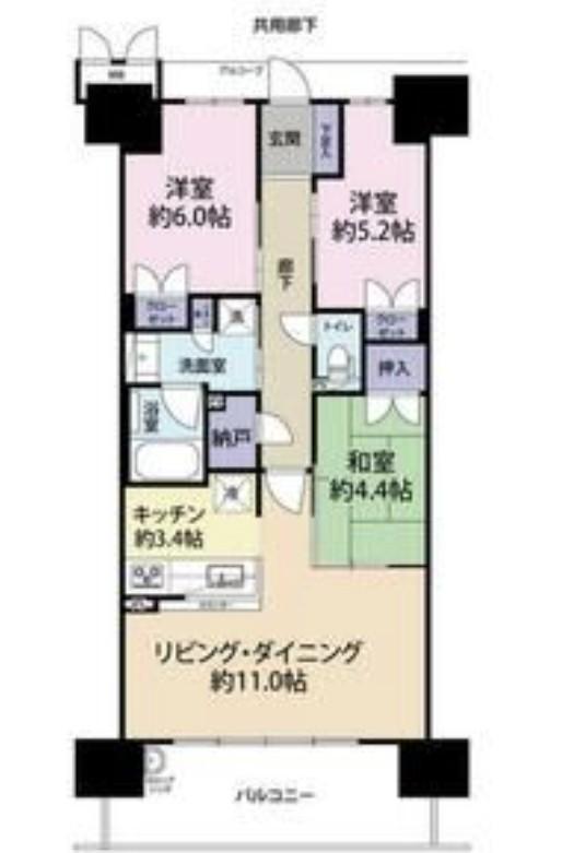 大阪ベイレジデンス(3LDK/13階)の間取り写真