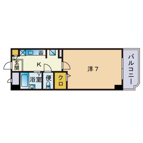 ソレアードエスパシオ(1K/4階)の間取り写真