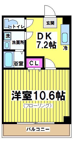 エアーフィールド(1DK/2階)の間取り写真