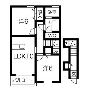 リブレア・グレイスB棟(2LDK/2階)の間取り写真