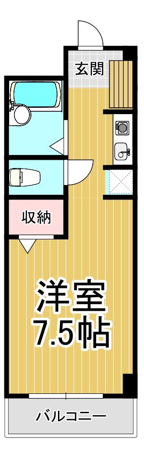 ルーズべリアJ(1K/5階)の間取り写真