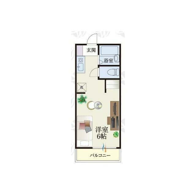 弥生町マンション(ワンルーム/1階)の間取り写真