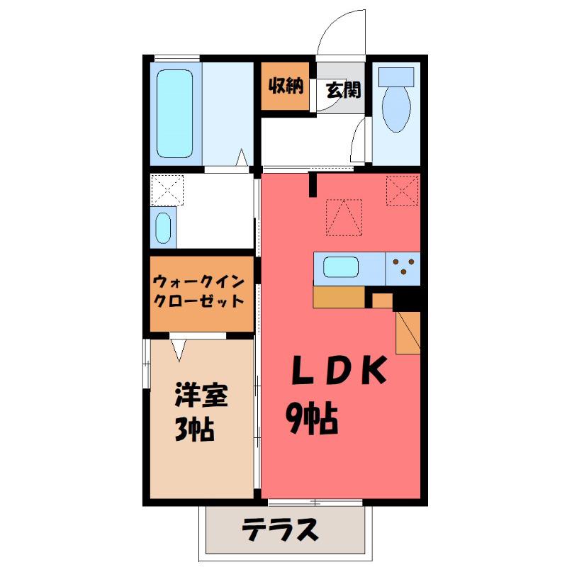 アエラス D(1LDK/1階)の間取り写真