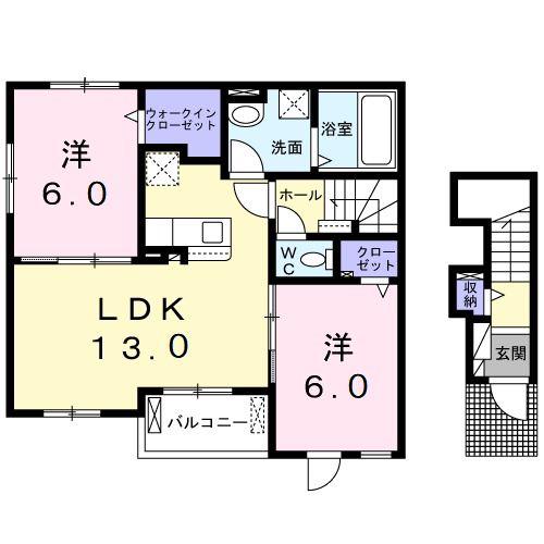 ヴェール・クレール(2LDK/2階)の間取り写真