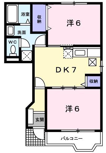 レグルス21(2DK/1階)の間取り写真