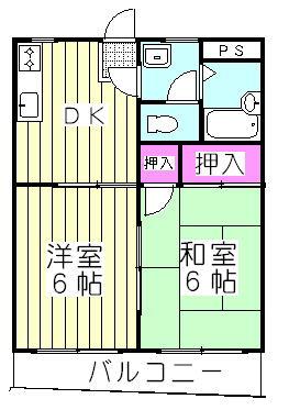 キャッスル山本(2DK/3階)の間取り写真
