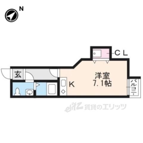 ブリエ西大路(ワンルーム/2階)の間取り写真
