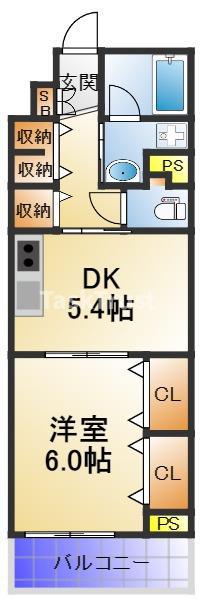 パインヴィレッジ(1DK/4階)の間取り写真
