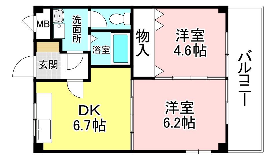 スターサファイア(2DK/1階)の間取り写真