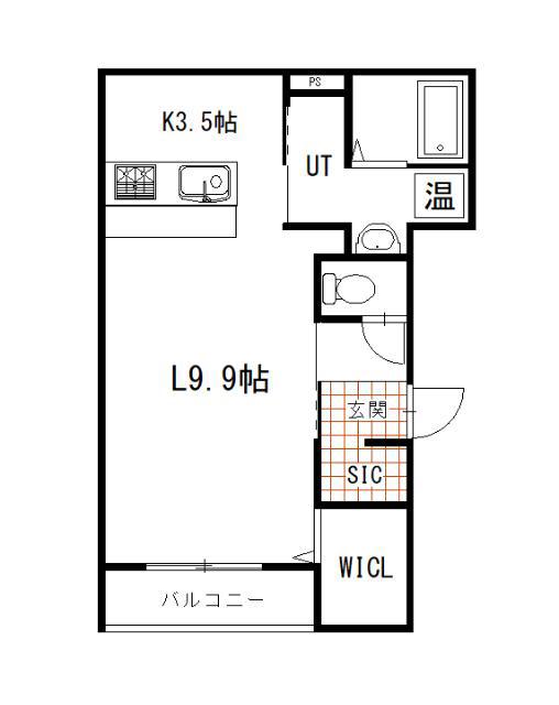 JR根室本線 釧路駅 徒歩11分 3階建 築9年(1K/2階)の間取り写真