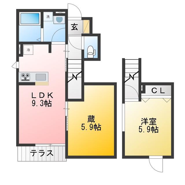 片倉3丁目PJ(1LDK/1階)の間取り写真