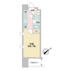 ベルファース川原通(1K/2階)の間取り写真