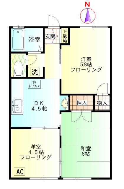 ハイツ梅ヶ丘(3DK/1階)の間取り写真