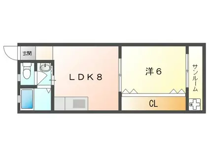岡林ビル(1LDK/4階)の間取り写真