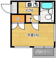 エステート中広(1K/4階)の間取り写真