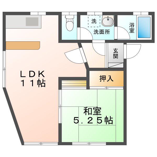 リバーハイツS(1LDK/2階)の間取り写真