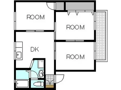 パークサイドレジデンスII(3DK/1階)の間取り写真