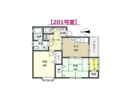 プランドール8(2DK/2階)の間取り写真